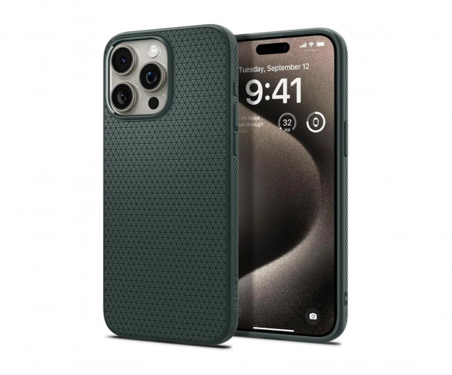 Чехол Spigen для iPhone 15, Liquid Air, Abyss Green